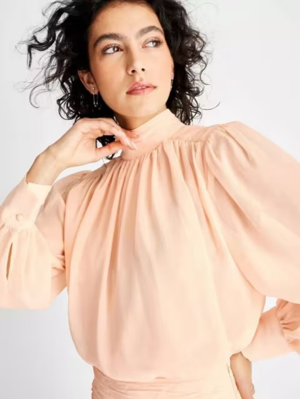 New Future Collective Pleated High Neck Blouse